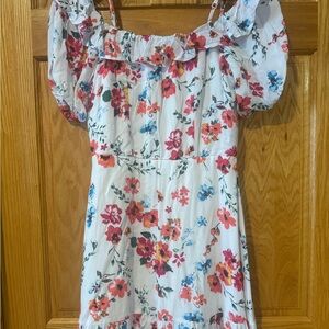Francesca's Collections Floral Mini Dress - White and Pink